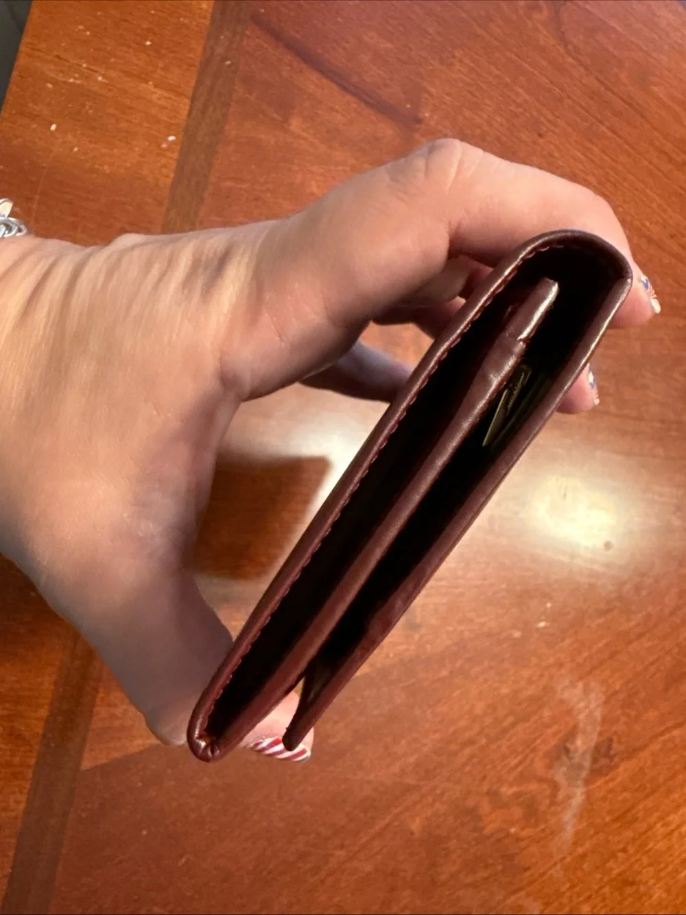 Salvatore Ferragamo Burgundy Leather Wallet with Gold Hardware